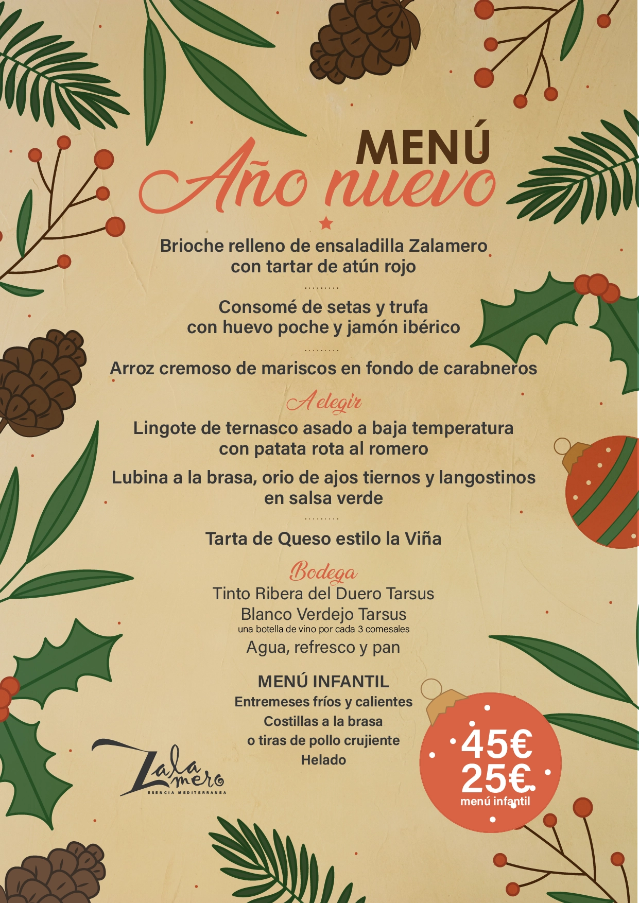 Zalamero, menú año nuevo