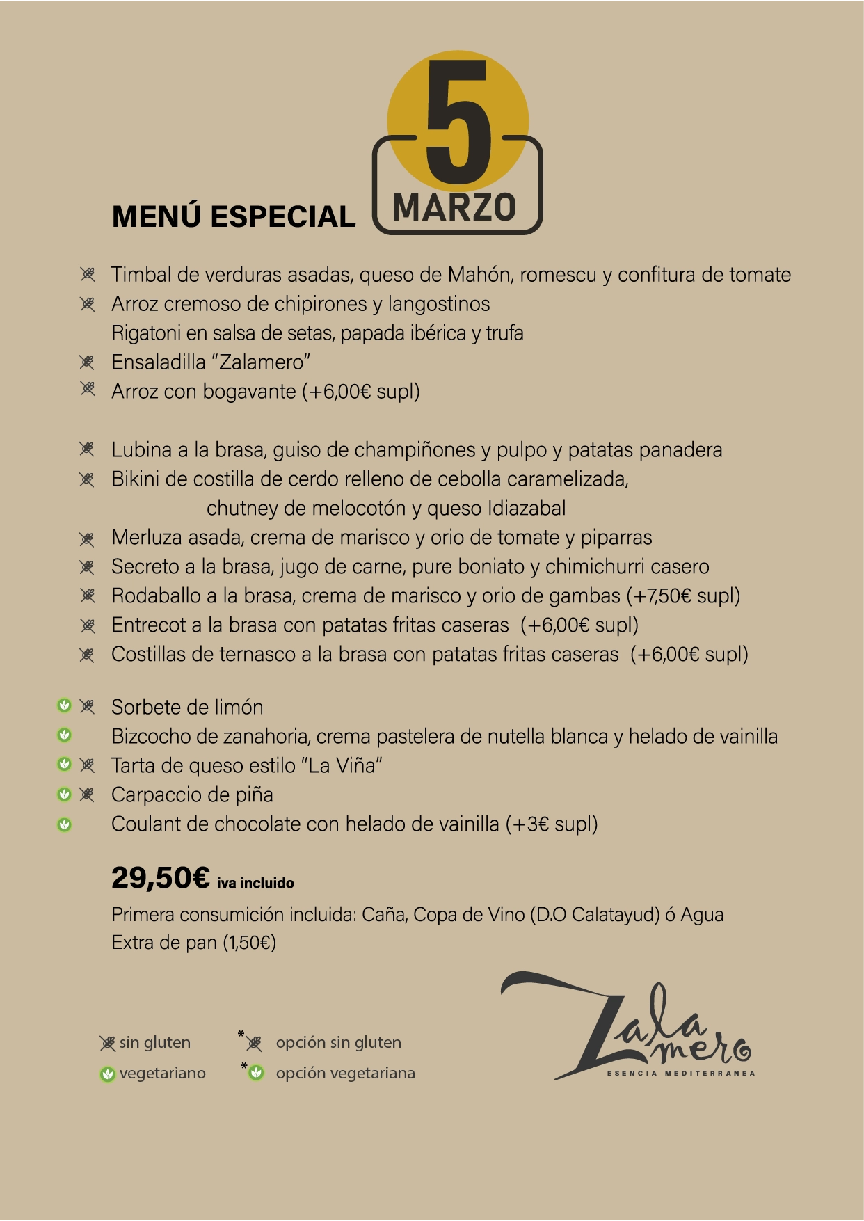 Zalamero, menú año nuevo